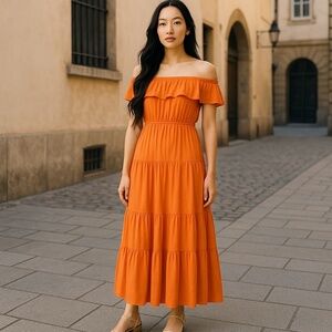 Michael Michael Kors Off-the-Shoulder Tiered Dress | Size SMALL | Romantic Style